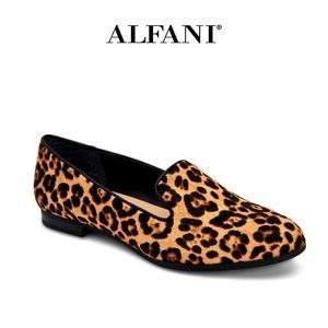 Alfani Oceanaa Calf Hair Leopard Print Smoking Loafers